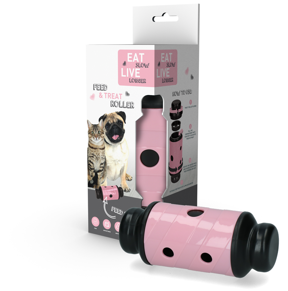 Eat Slow Live Longer Futter- und Snackrolle, rosa, S, 16,5 x Ø 7 cm