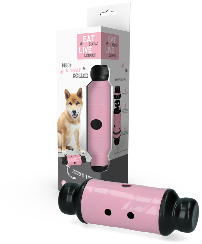 Eat Slow Live Longer Futter- und Snack-Roller, L, 23 x Ø 8 cm, rosa