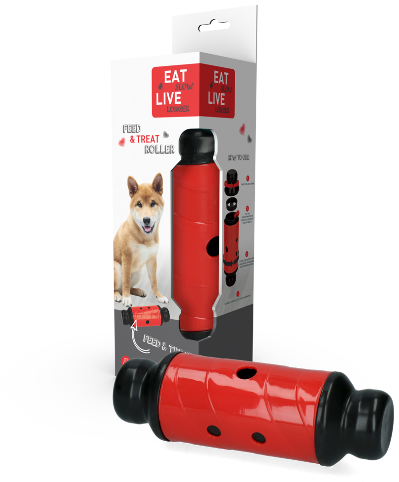 Eat Slow Live Longer Futter- und Snack-Roller, Rot, 23 x Ø 8 cm