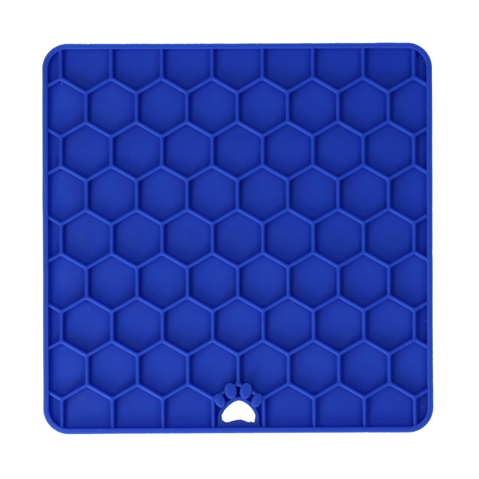 Eat Slow Live Longer Schleckmatte, Honeycomb, Silikon, blau