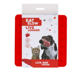 Eat Slow Live Longer Leckmatte, Kreuzmuster, Silikon, rot, 19 x 19 cm