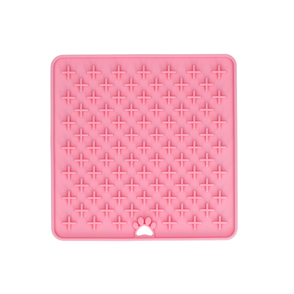 Eat Slow Live Longer Schleckmatte, Kreuzmuster, Silikon, 19 x 19 cm, rosa