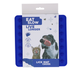 Eat Slow Live Longer Leckmatte, Kreuzmuster, Silikon, blau, 19 x 19 cm