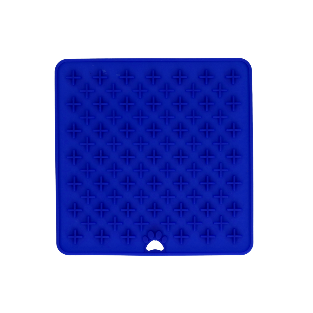 Eat Slow Live Longer Leckmatte, Kreuzmuster, Silikon, blau, 19 x 19 cm