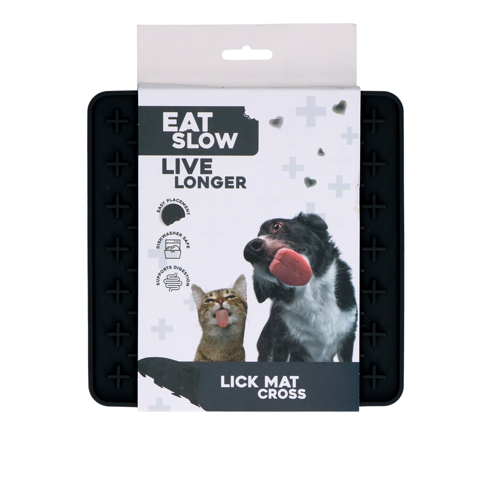 Eat Slow Live Longer Leckmatte Kreuzmuster, Silikon, 19 x 19 cm, grau