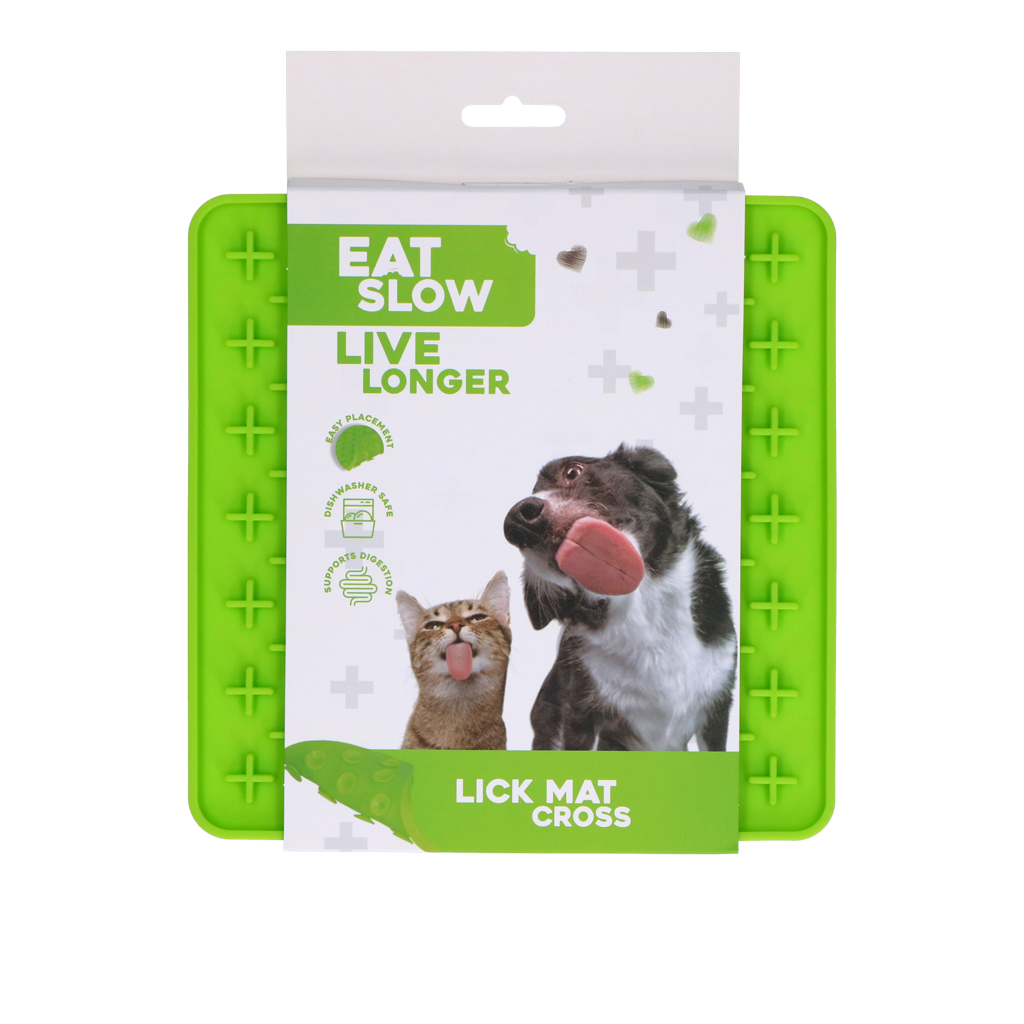 Eat Slow Live Longer Leckmatte, Kreuzmuster, Silikon, grün, 19 x 19 cm