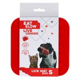 Eat Slow Live Longer Leckmatte Duo, S, 15 x 15 cm, Silikon, rot