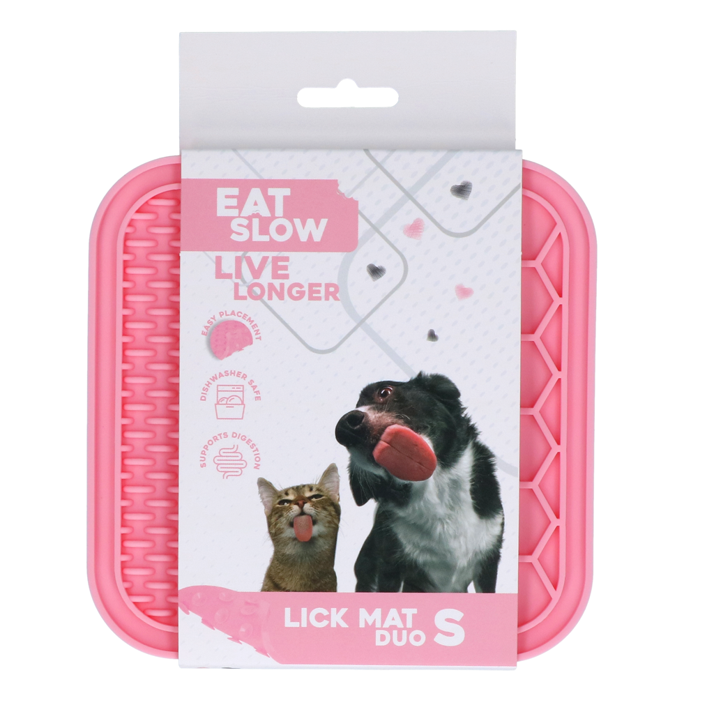 Eat Slow Live Longer Leckmatte Duo, S, rosa, 15 x 15 cm