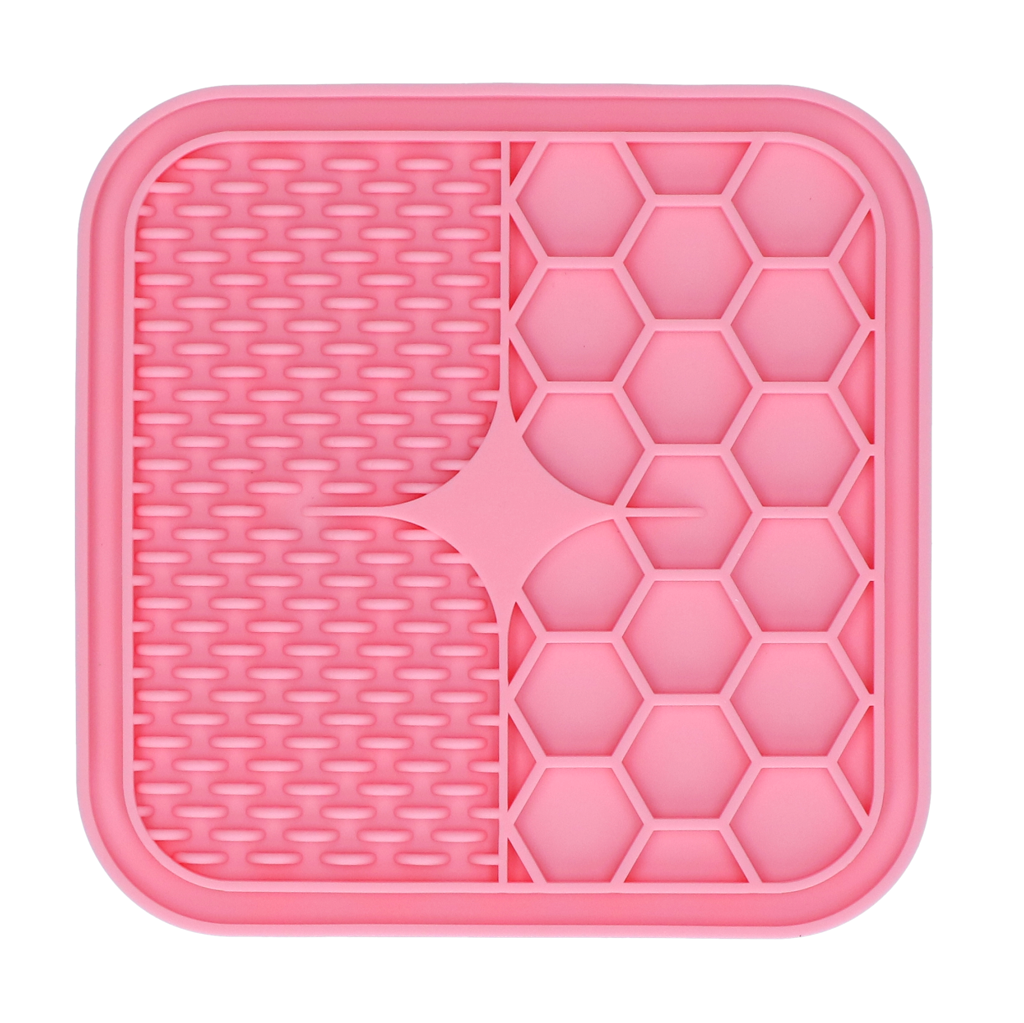 Eat Slow Live Longer Leckmatte Duo, S, rosa, 15 x 15 cm