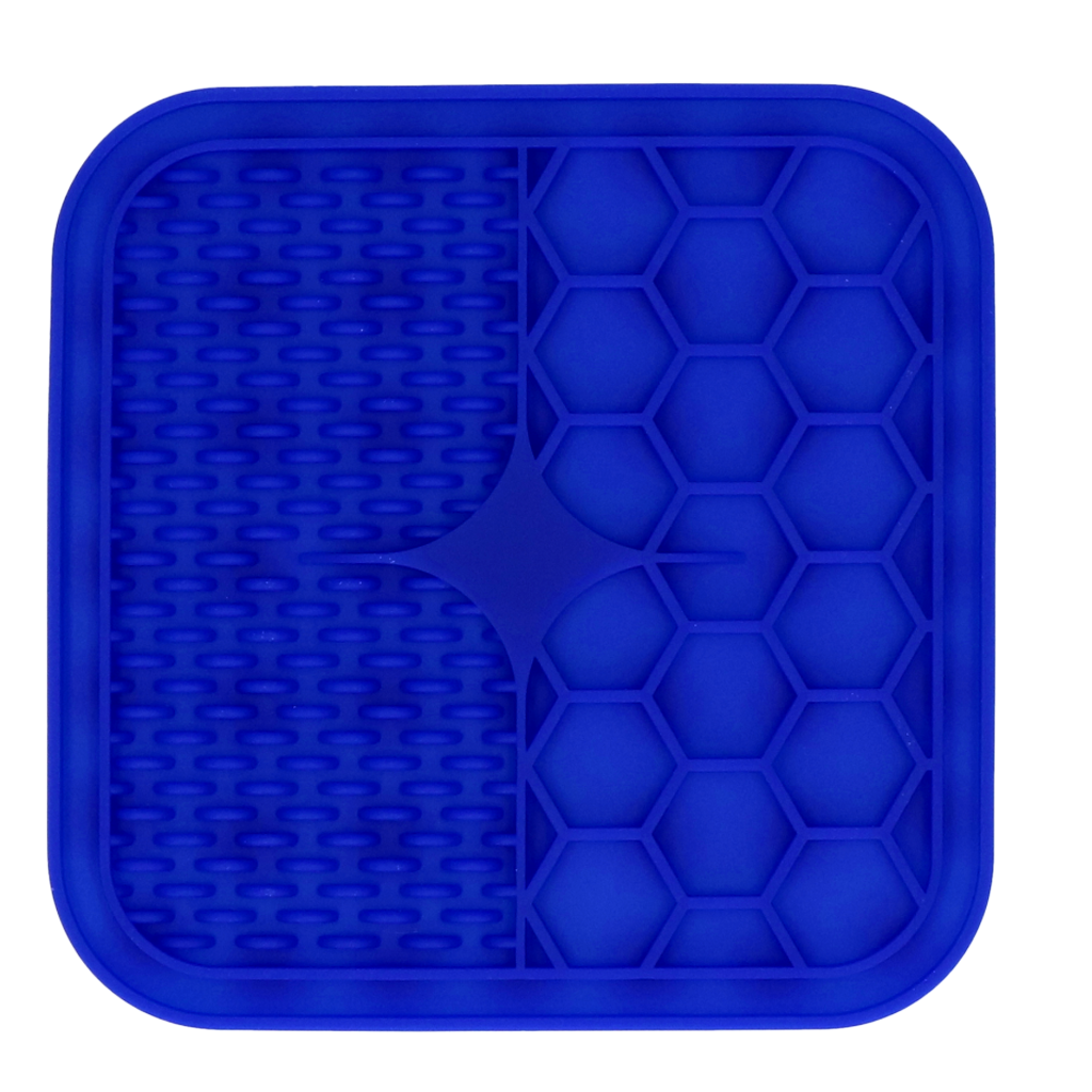 Eat Slow Live Longer Leckmatte Duo, S, 15 x 15 cm, blau