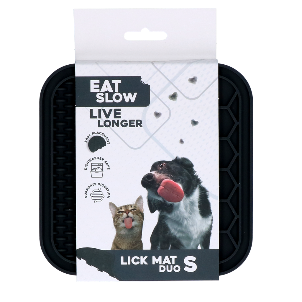 Eat Slow Live Longer Leckmatte Duo, Silikon, 15 x 15 cm, grau