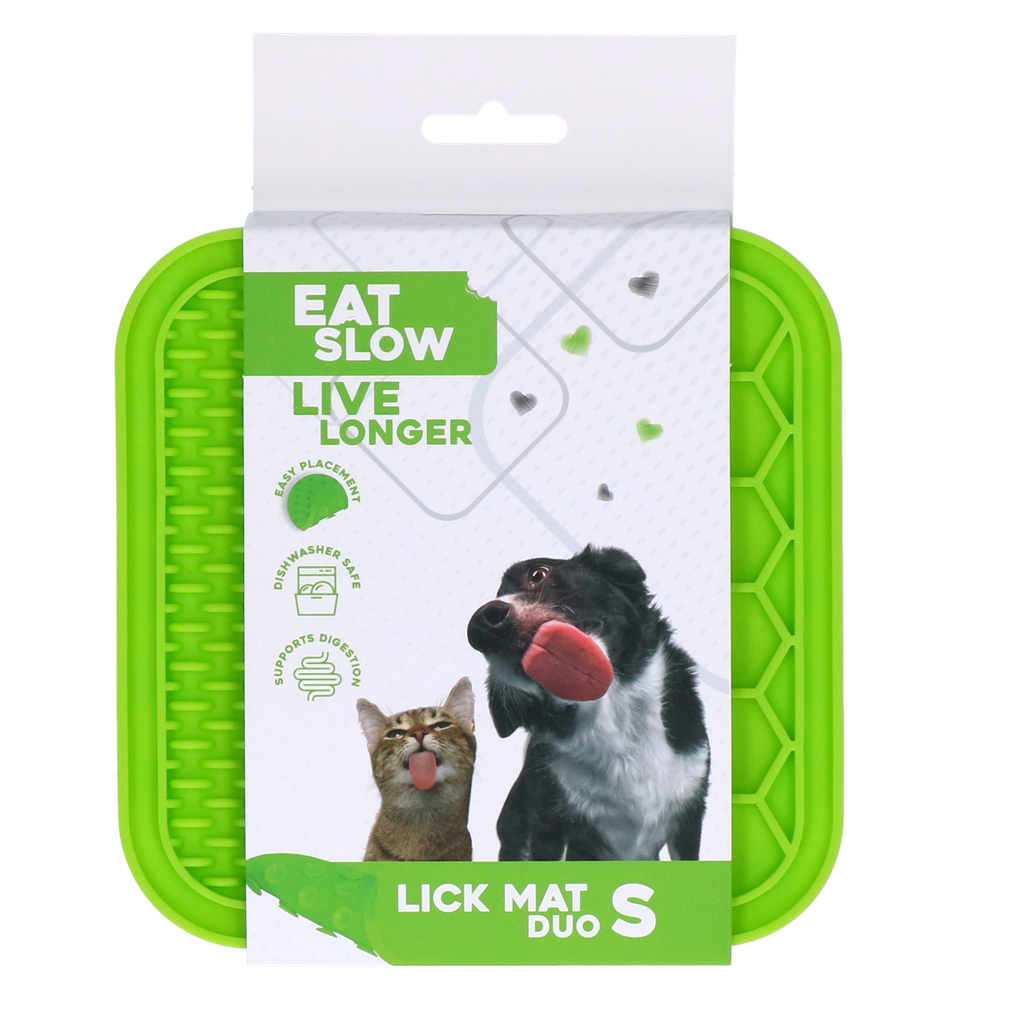 Eat Slow Live Longer Leckmatte Duo, S, 15 x 15 cm, grün, Silikon