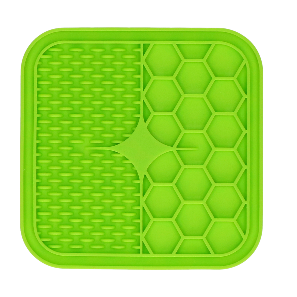 Eat Slow Live Longer Leckmatte Duo, S, 15 x 15 cm, grün, Silikon