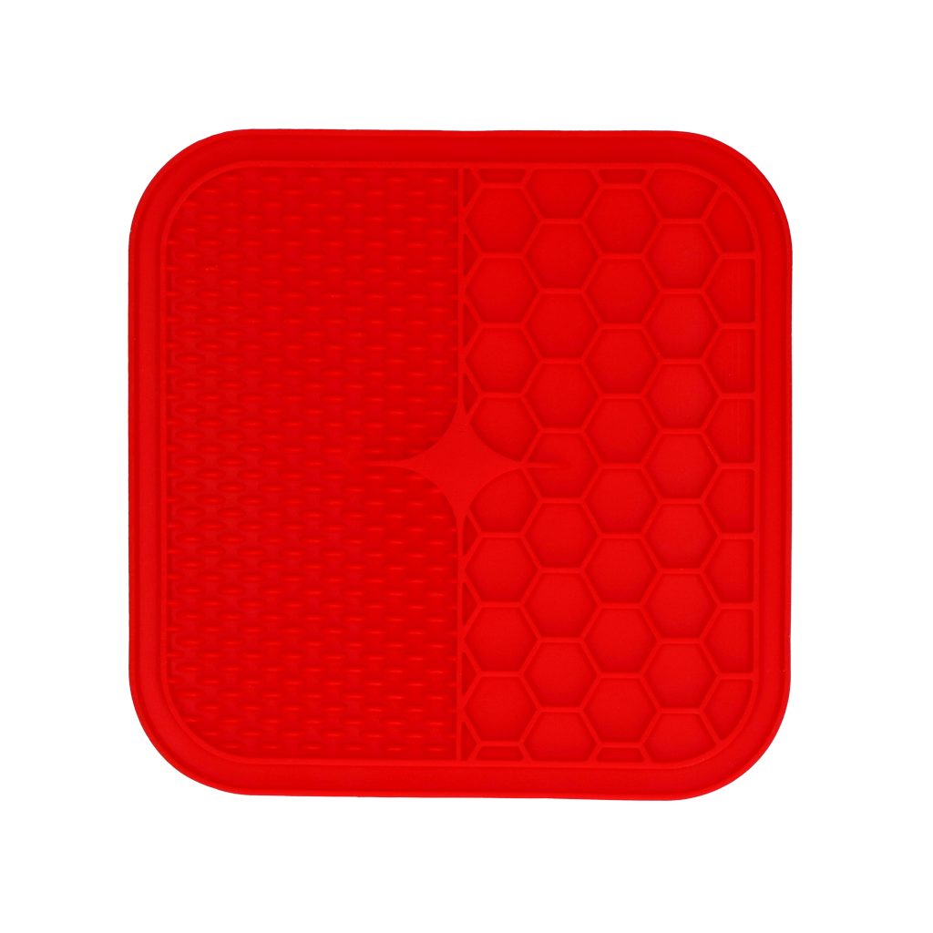 Eat Slow Live Longer Leckmatte Duo, M, 21 x 21 cm, rot