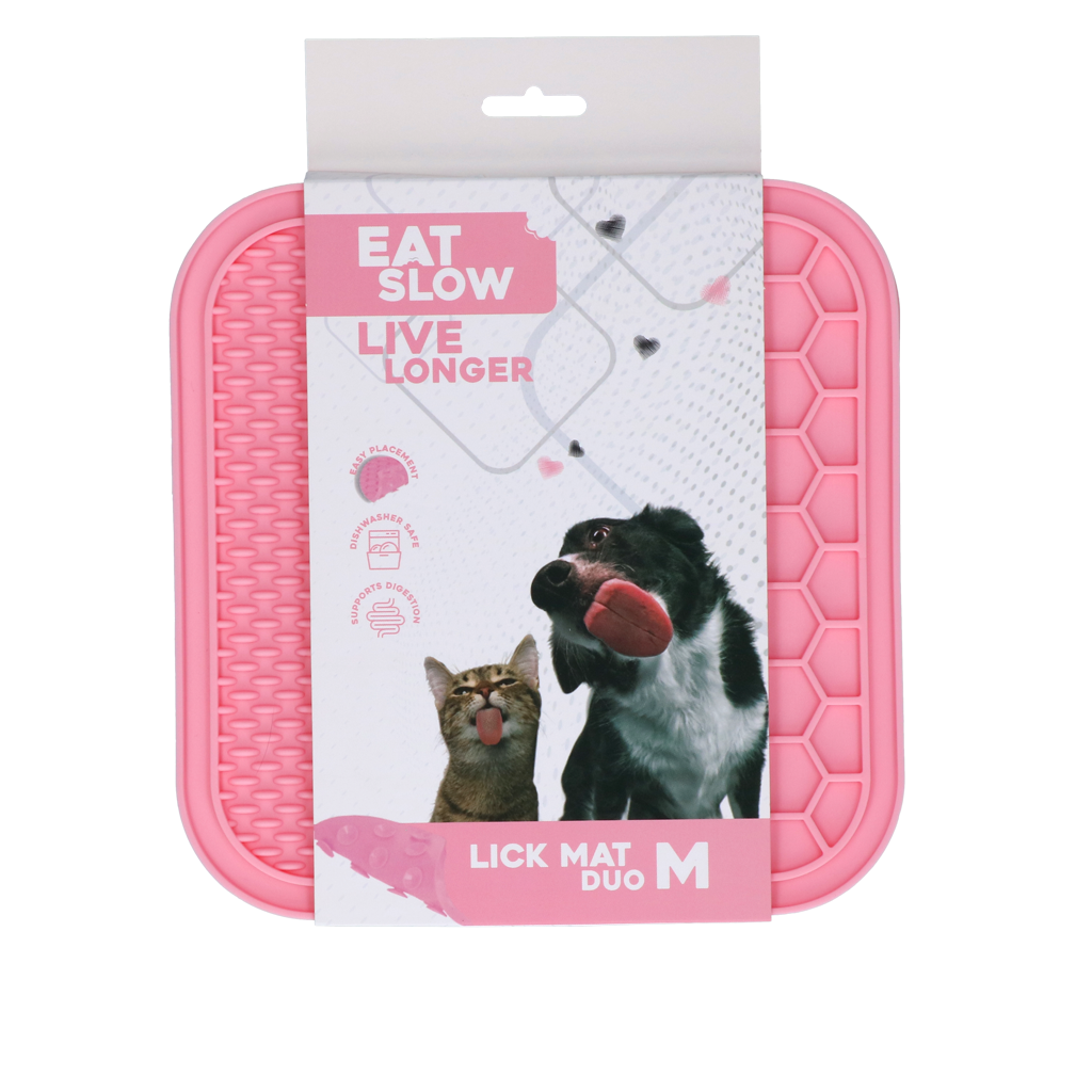 Eat Slow Live Longer Schleckmatte Duo, M, rosa, 21 x 21 cm