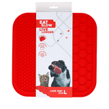 Eat Slow Live Longer Leckmatte, Duo, L, 30 x 30 cm, Silikon, rot