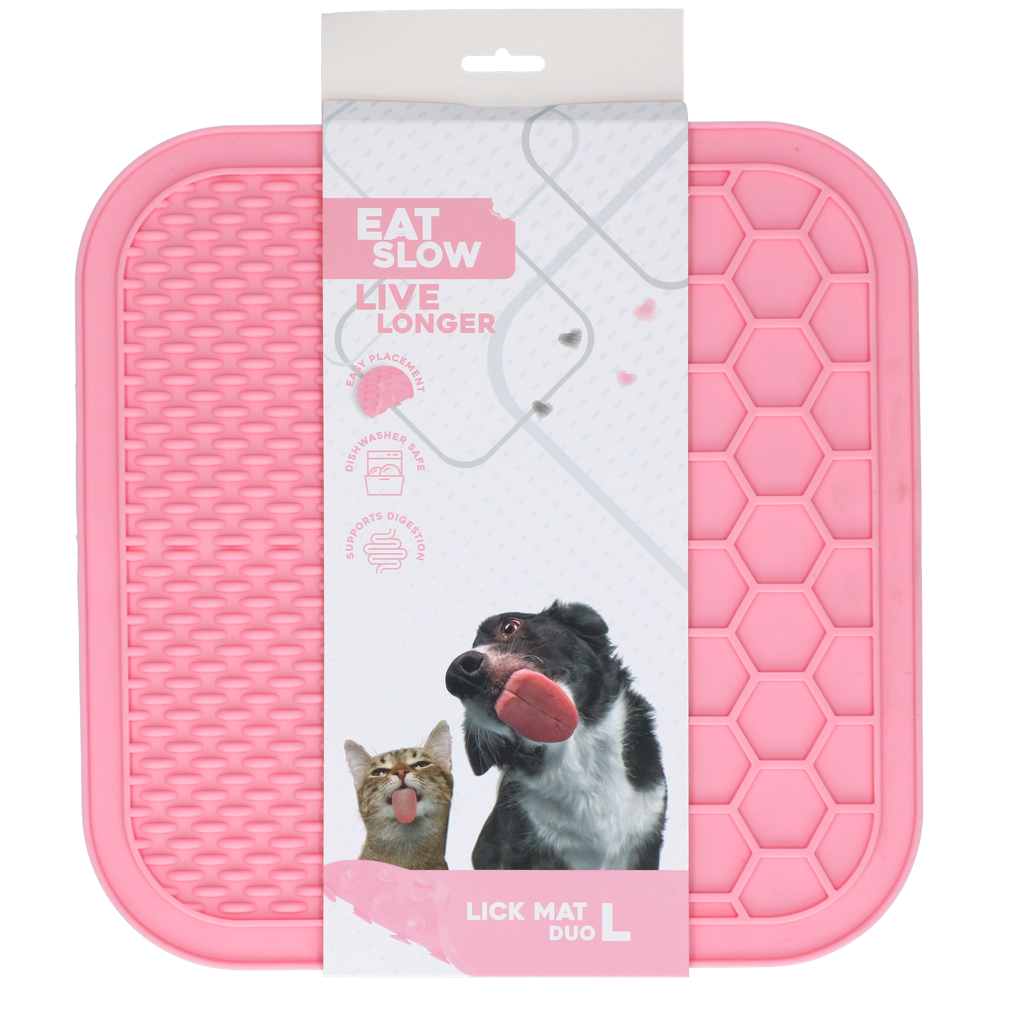 Eat Slow Live Longer Schleckmatte Duo, L, 30 x 30 cm, rosa, Silikon