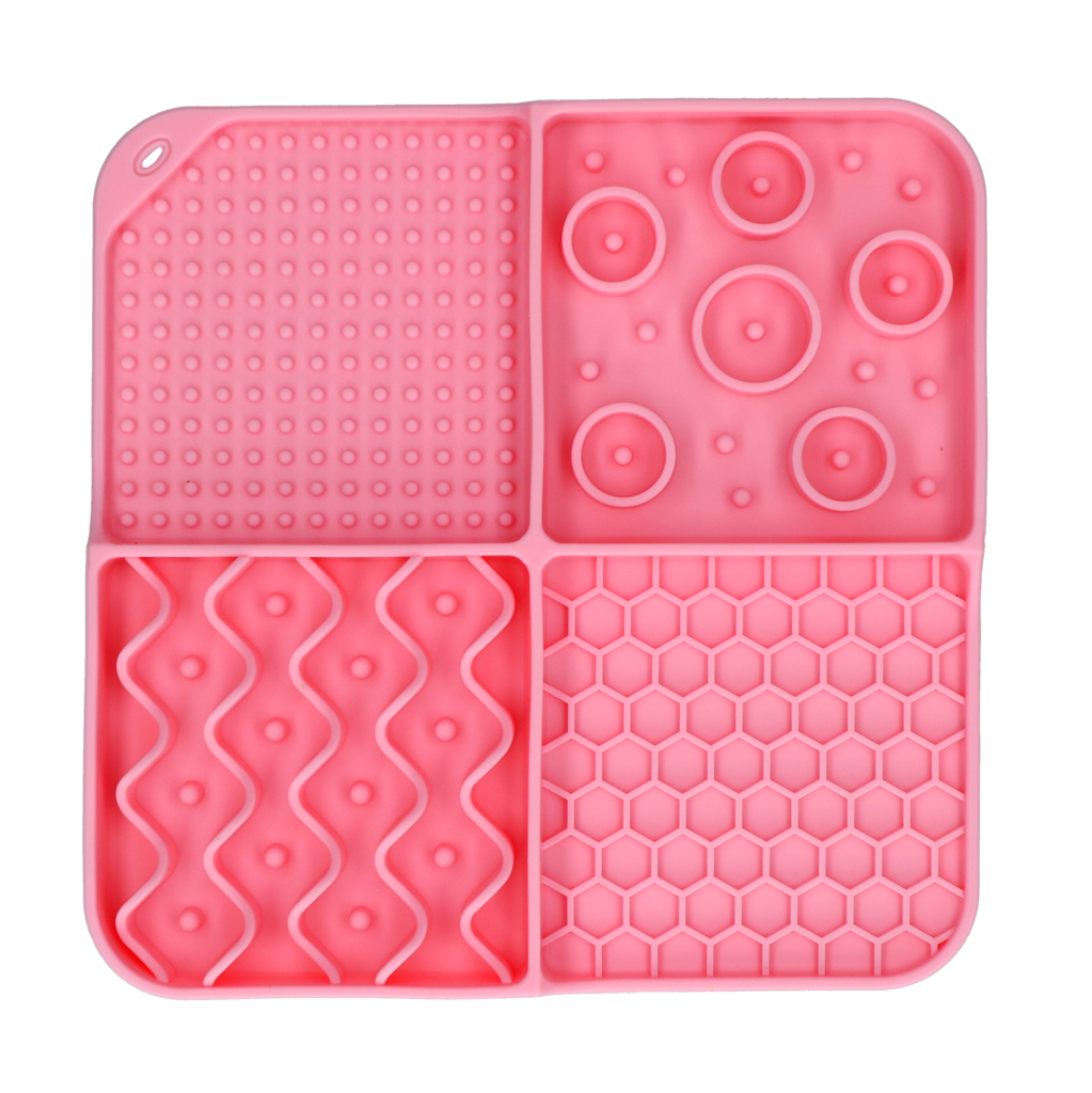 Eat Slow Live Longer Leckmatte, Silikon, 21 x 21 cm, rosa