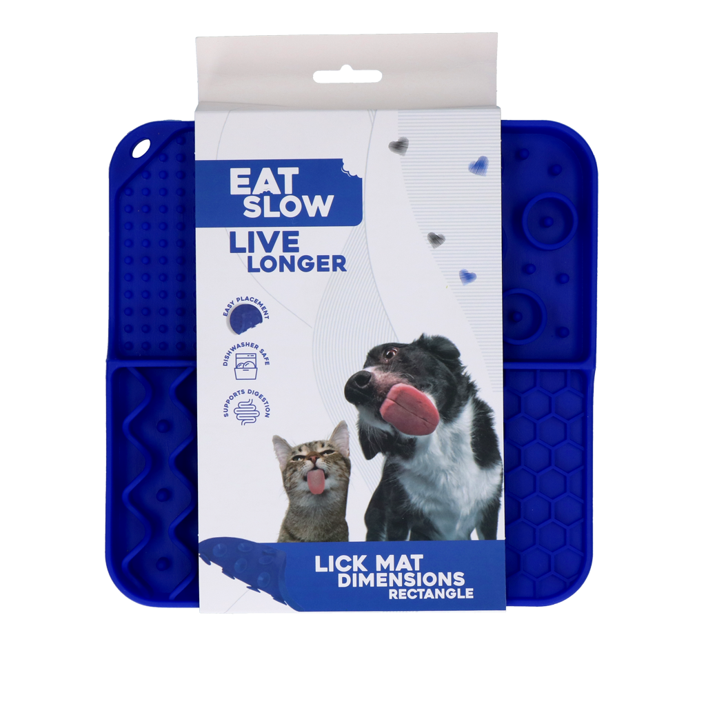 Eat Slow Live Longer Leckmatte, Silikon, 21 x 21 cm, blau