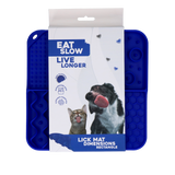 Eat Slow Live Longer Leckmatte, Silikon, 21 x 21 cm, blau