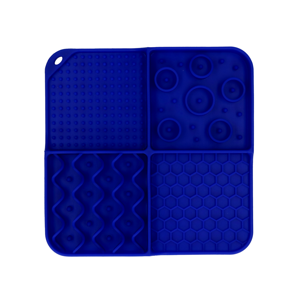 Eat Slow Live Longer Leckmatte, Silikon, 21 x 21 cm, blau