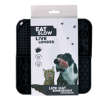 Eat Slow Live Longer Leckmatte, Silikon, 21 x 21 cm, grau, für Hunde und Katzen