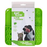 Eat Slow Live Longer Leckmatte, Silikon, 21 x 21 cm, grün