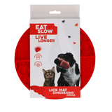 Eat Slow Live Longer Leckmatte, rund, Silikon, rot, Ø 21 cm