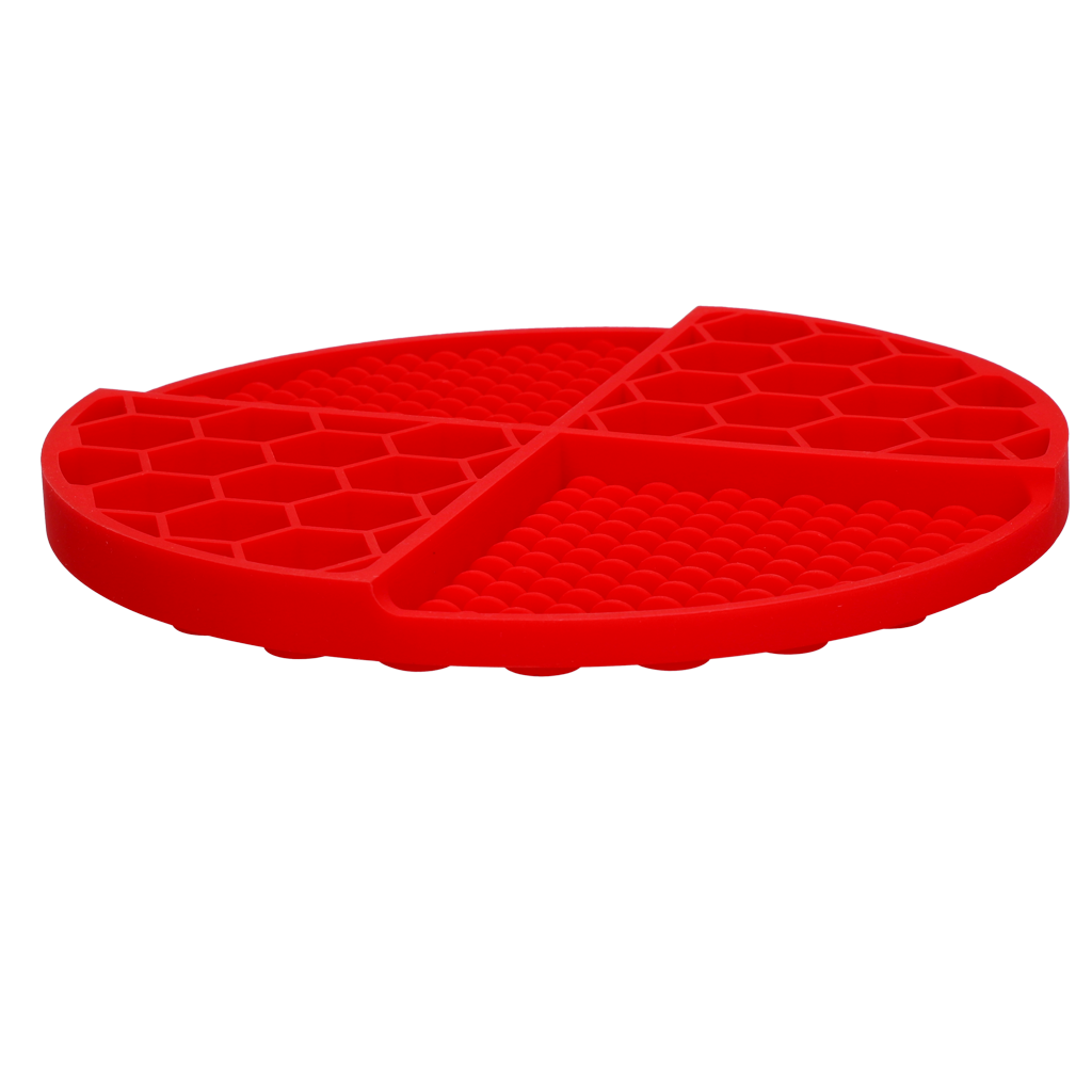 Eat Slow Live Longer Leckmatte, rund, Silikon, rot, Ø 21 cm