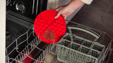Eat Slow Live Longer Leckmatte, rund, Silikon, rot, Ø 21 cm