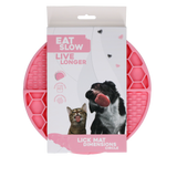 Eat Slow Live Longer Leckmatte, rund, Silikon, rosa, Ø 21 cm
