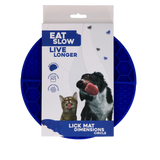 Eat Slow Live Longer Leckmatte, rund, Ø 21 cm, Silikon, blau