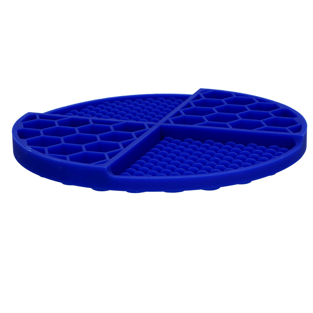 Eat Slow Live Longer Leckmatte, rund, Ø 21 cm, Silikon, blau