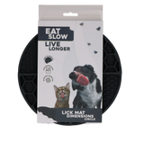 Eat Slow Live Longer Leckmatte, rund, Silikon, Saugnäpfe, grau, Ø 21 cm
