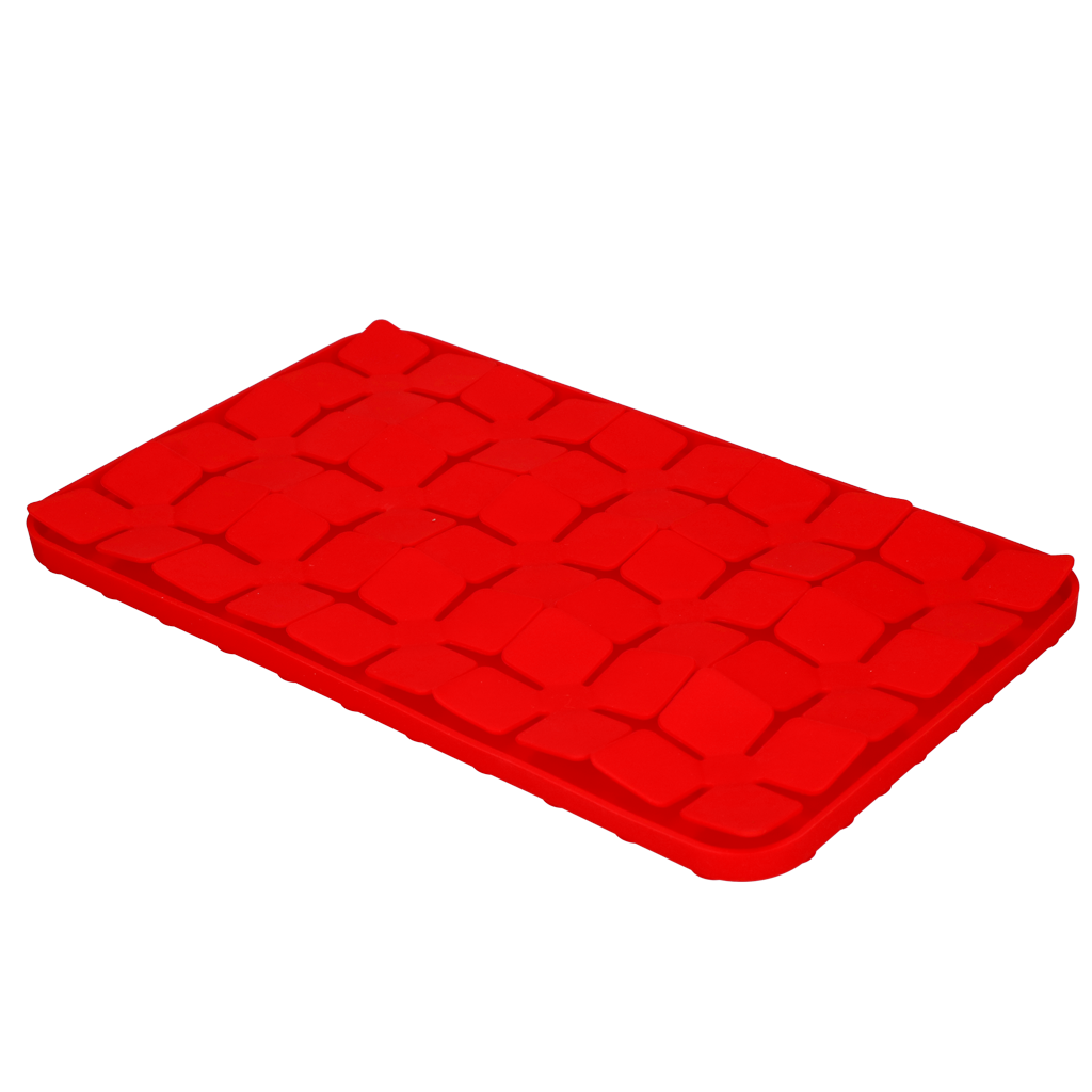 Leckmatte Hund, Katze, Silikon, Blumen-Design, rot, 21 x 34 cm