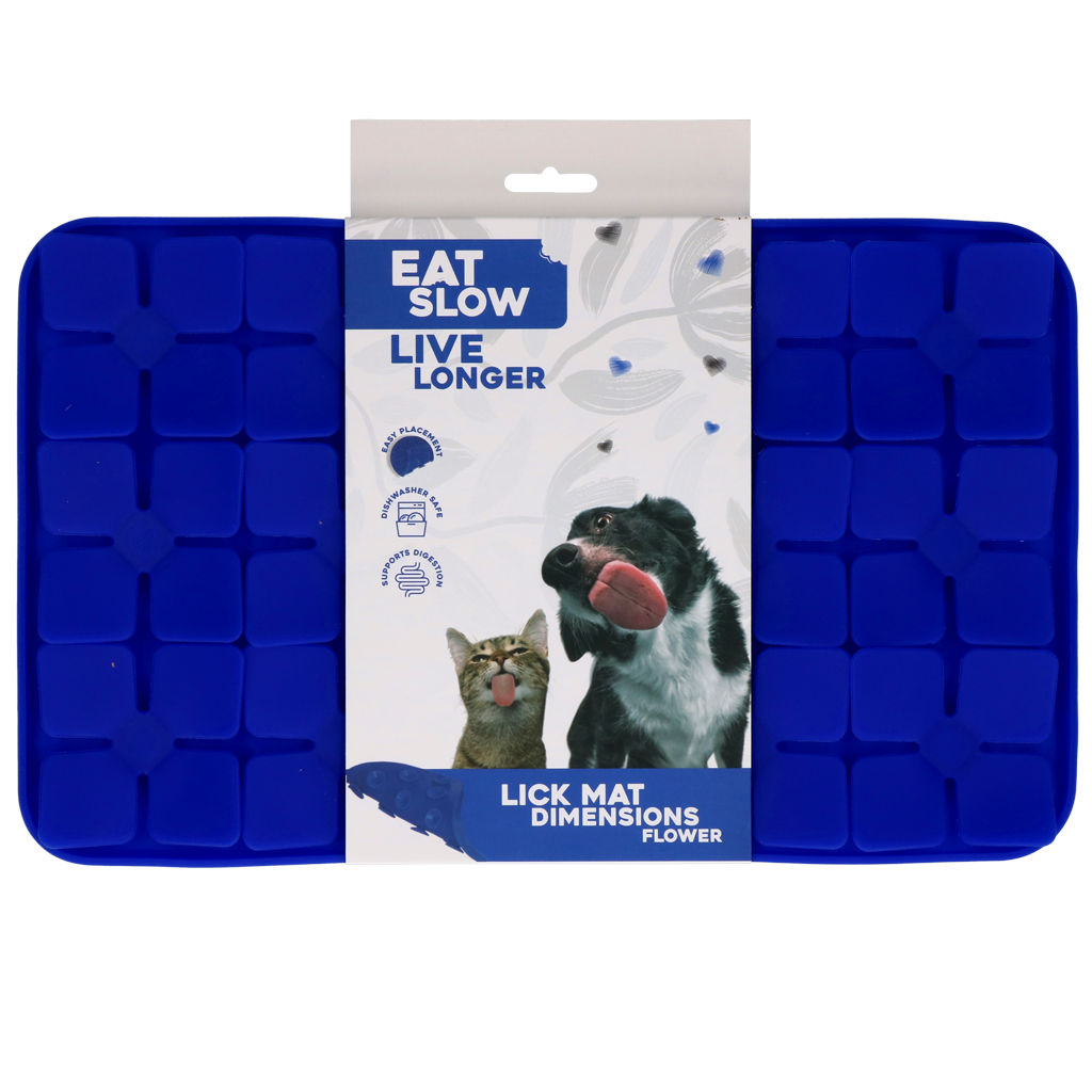 Eat Slow Live Longer Leckmatte, Silikon, Blumenform, blau, 21 x 34 cm