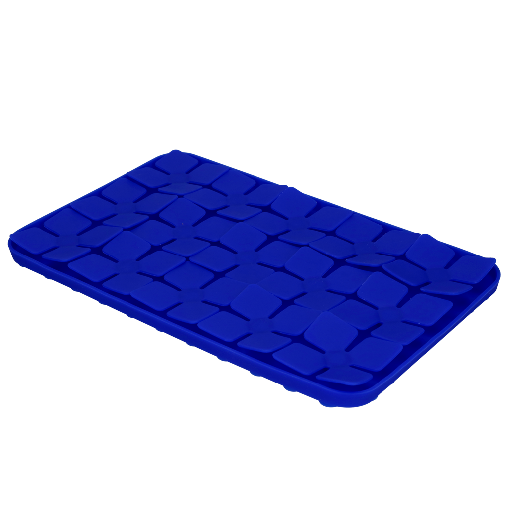 Eat Slow Live Longer Leckmatte, Silikon, Blumenform, blau, 21 x 34 cm