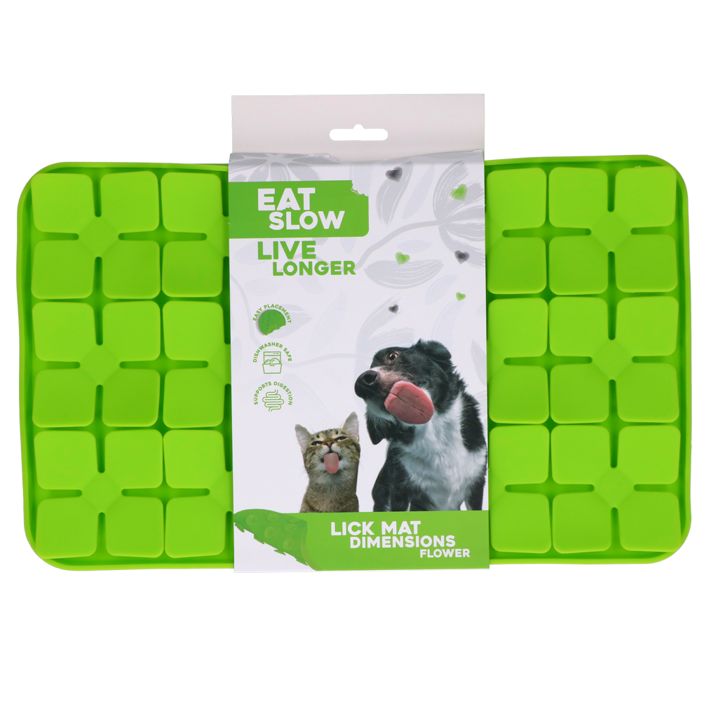 Eat Slow Live Longer Leckmatte, Silikon, Blumenform, grün, 21 x 34 cm