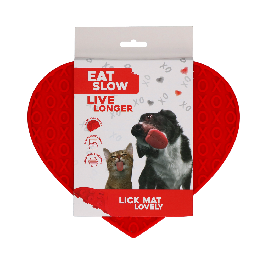Eat Slow Live Longer Lovely Heart - Leckmatten Herz aus Silikon