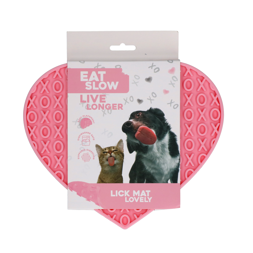Eat Slow Live Longer Lovely Heart - Leckmatten Herz aus Silikon