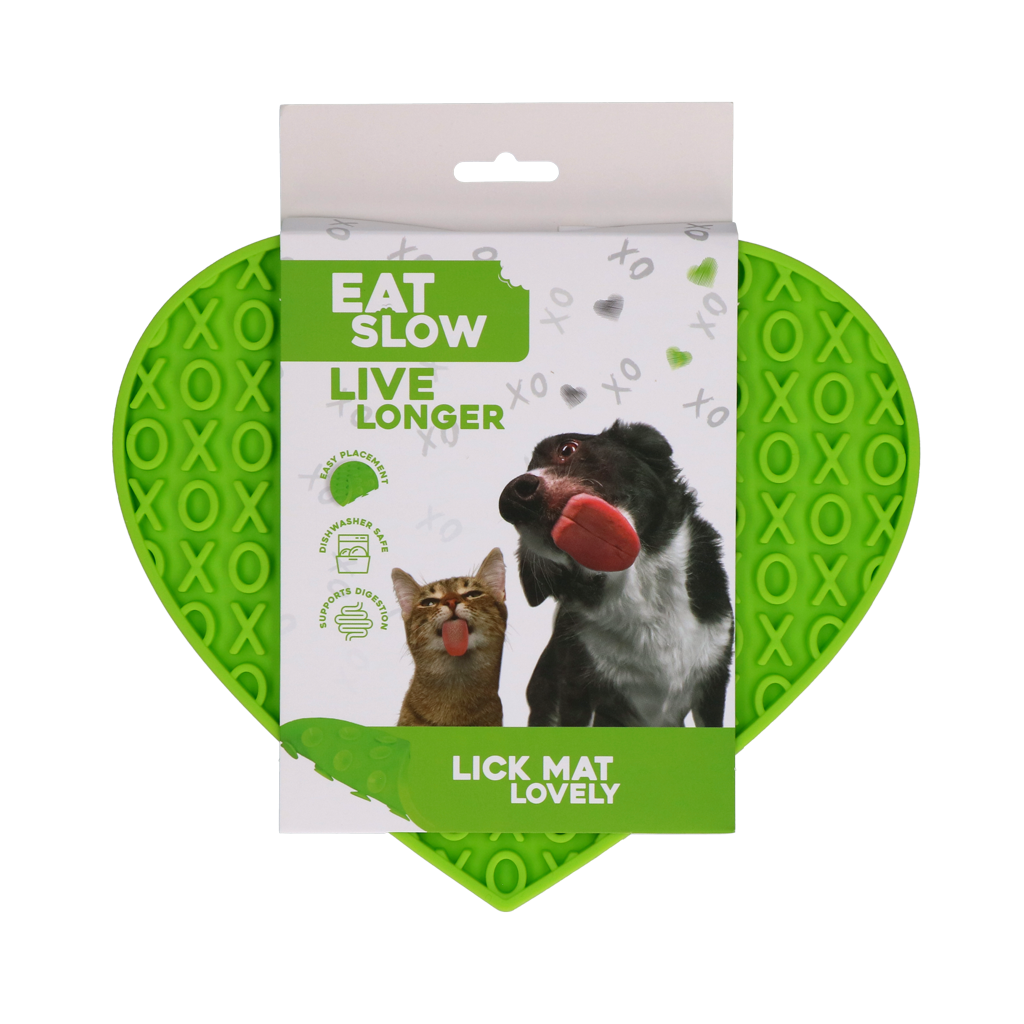 Eat Slow Live Longer Lovely Heart - Leckmatten Herz aus Silikon