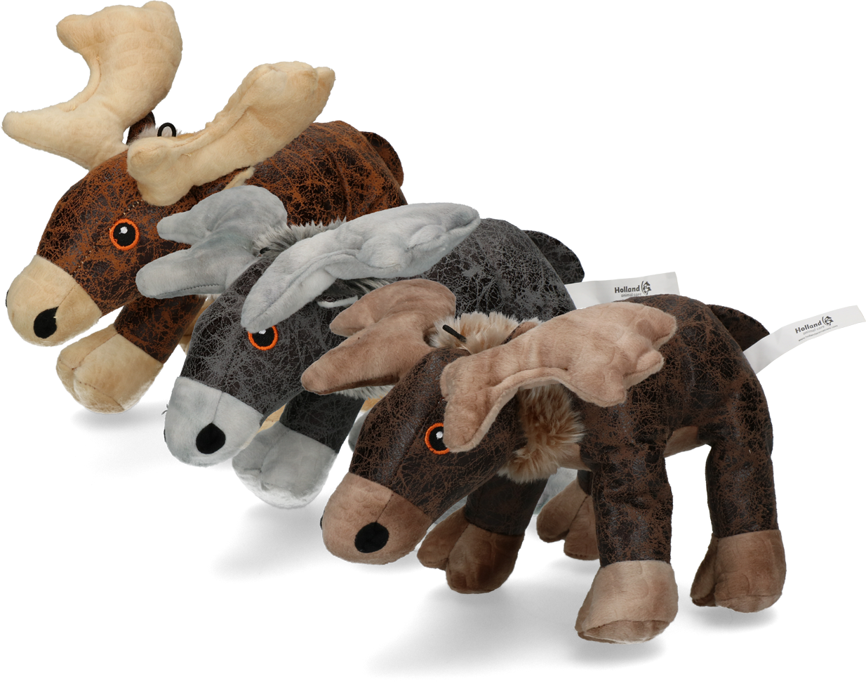 Hundespielzeug Elch, Plüsch, Grau, mit Quietscher, 29 x 23 x 25 cm