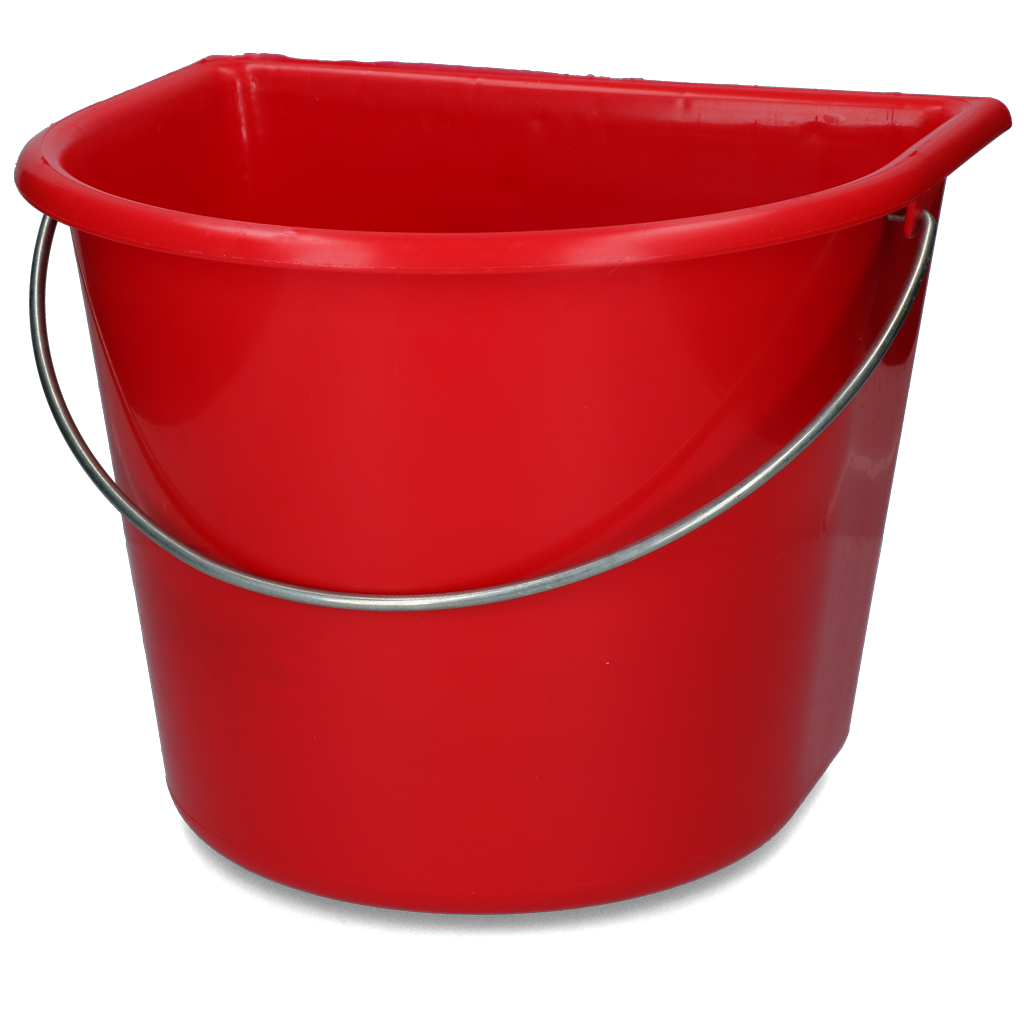 Eimer, flache Seite, PP, galvanisierter Griff, Rot, 15 l