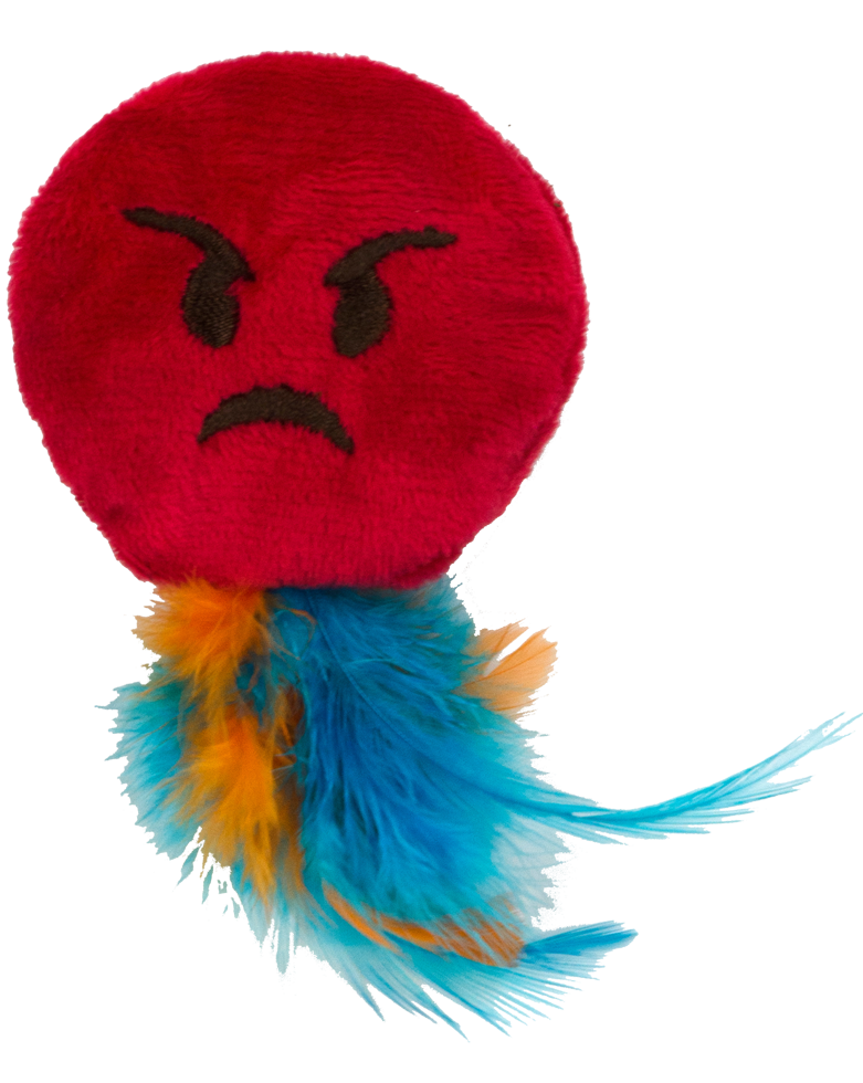 Katzenspielzeug Catmoji Angry, Fleece, Federn, MADNIP, Ø 6 cm