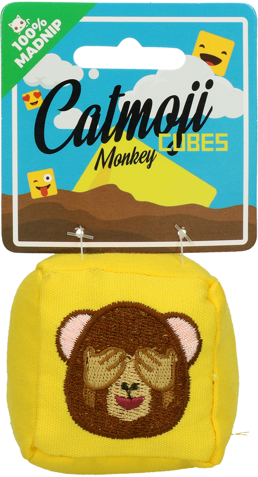 Catmoji Katzenspielzeug Cube Monkey, MADNIP-Füllung, Ø 7 cm