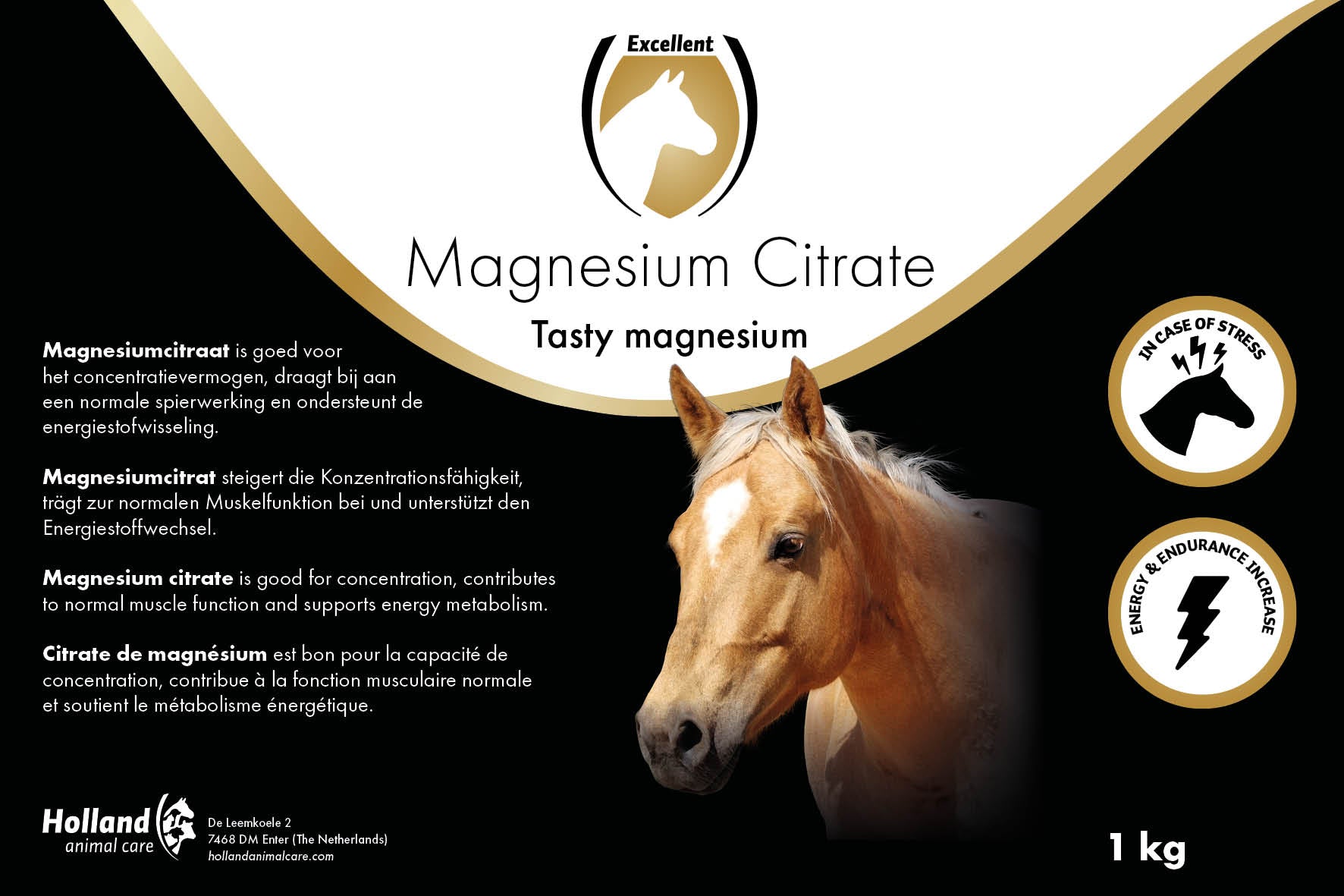 Excellent Horse Magnesiumcitrat, Ergänzungsfuttermittel, Pferd, 1 kg