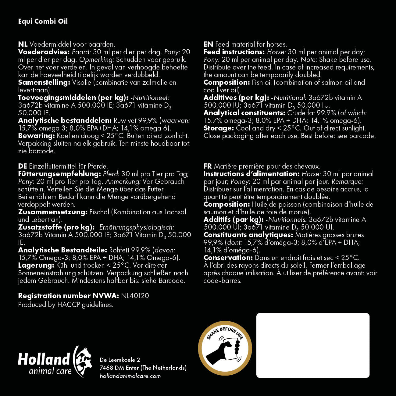 Excellent Horse Combi Oil für Pferde, Lachsöl und Lebertran, 5 l