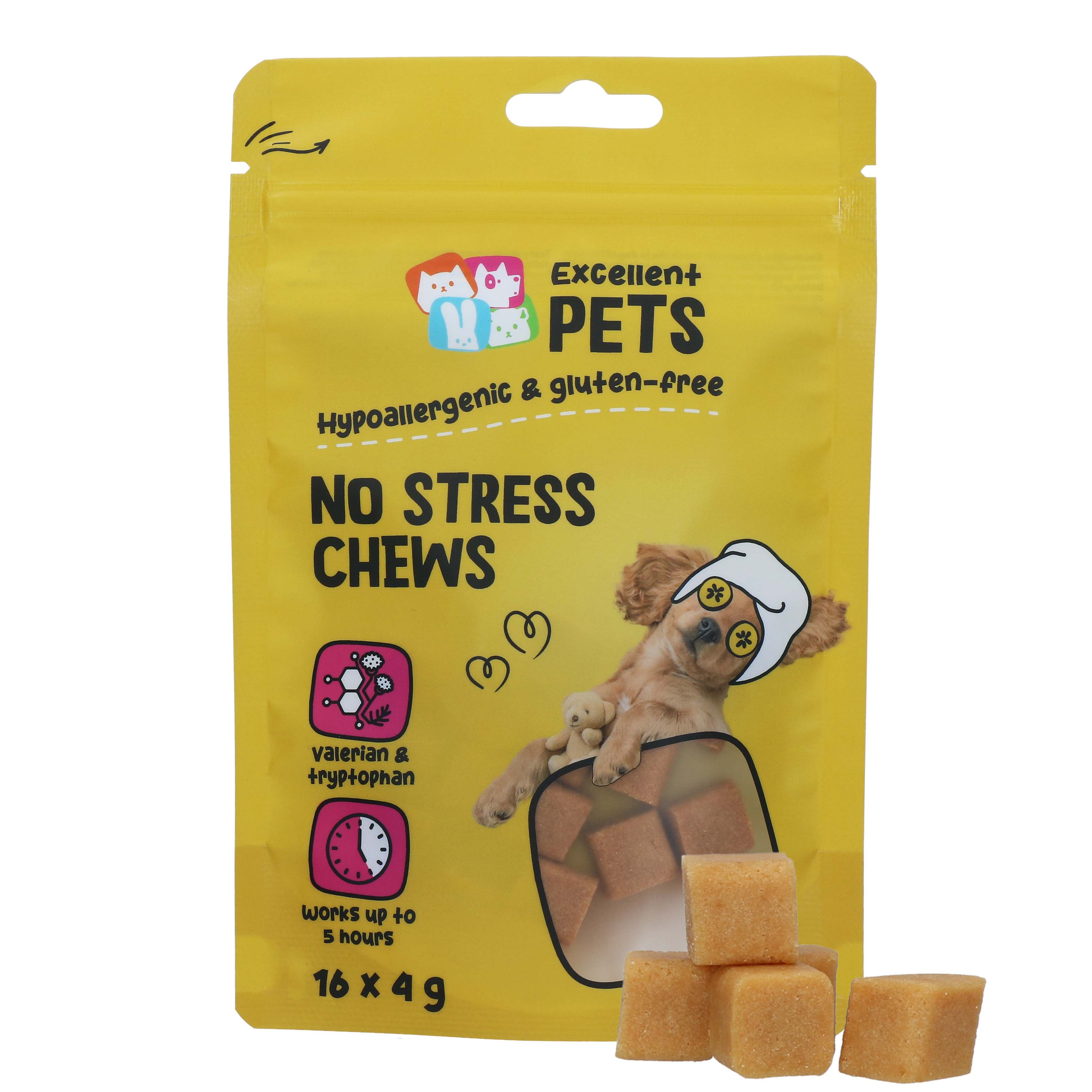 Excellent Pets No Stress Kausnacks für Hunde, beruhigend, 16 Stk