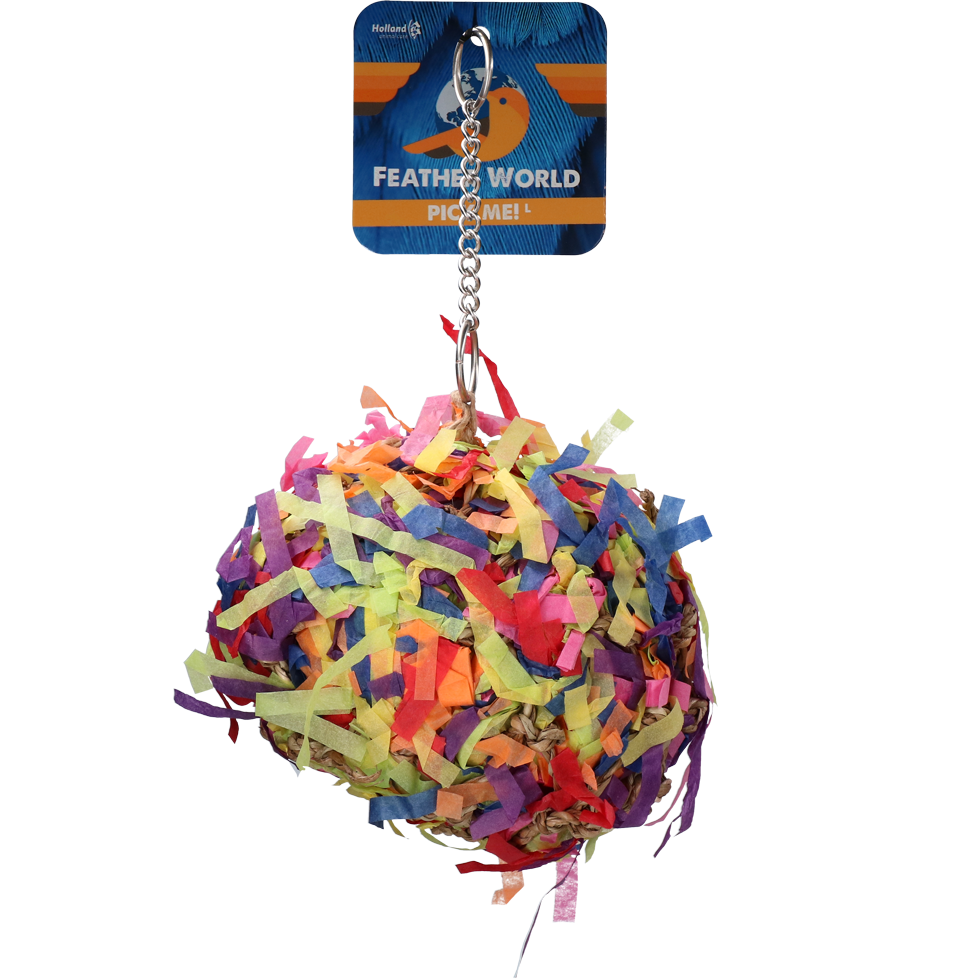 Feather World Vogelspielzeug, Seil und Papier, Hakenbefestigung, Größe L