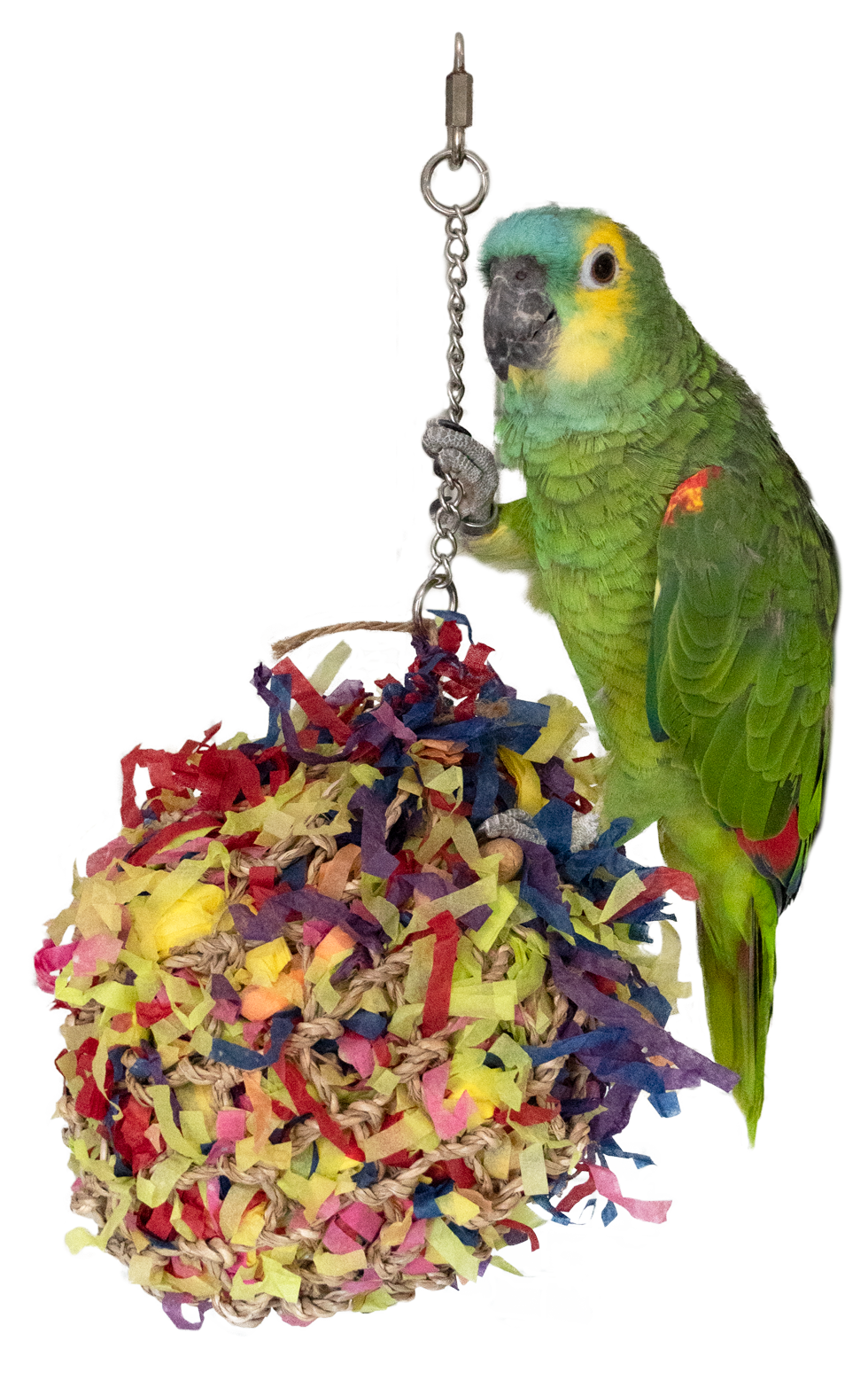 Feather World Vogelspielzeug, Seil und Papier, Hakenbefestigung, Größe L